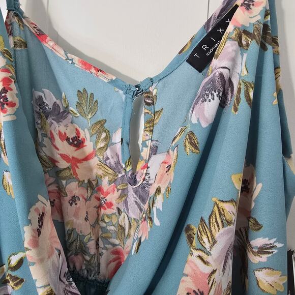 Trixxi Floral Sundress Belt Faux Wrap Lined Feminine NWT Size XL - Picture 9 of 11